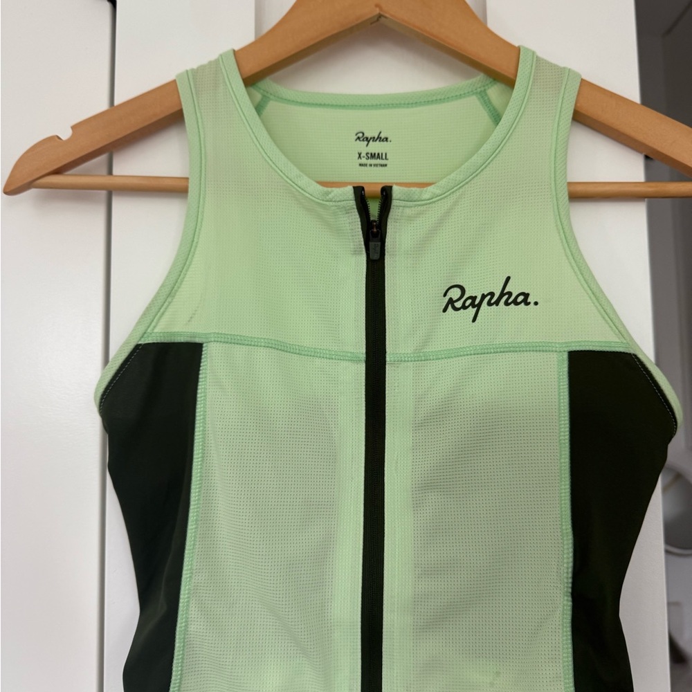 Rapha Sleeveless Cycling Top in Green and Black